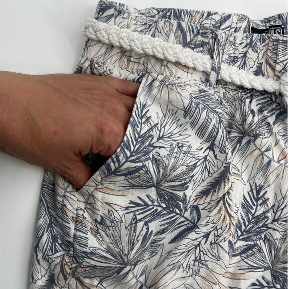 Rewash Floral Linen Blend Shorts Sz M Boho Braid Tassel Palm Tropical Beachy - Picture 4 of 10